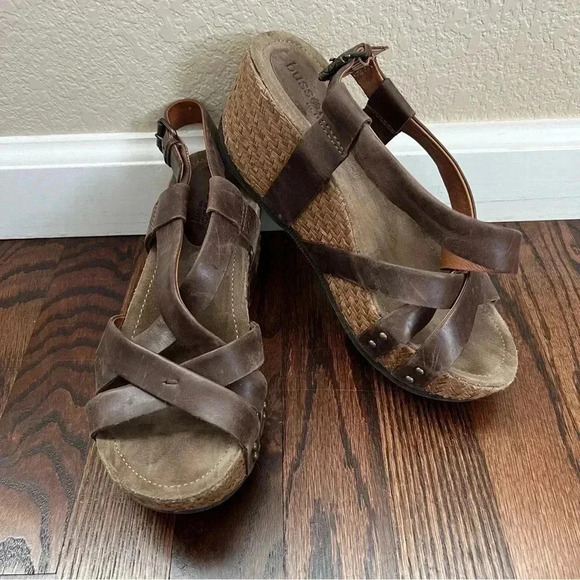 Bussola Formentera Wedge 3” Leather Sandal Brown Women’s Size 39 US Size 8.5-9 - Picture 5 of 16